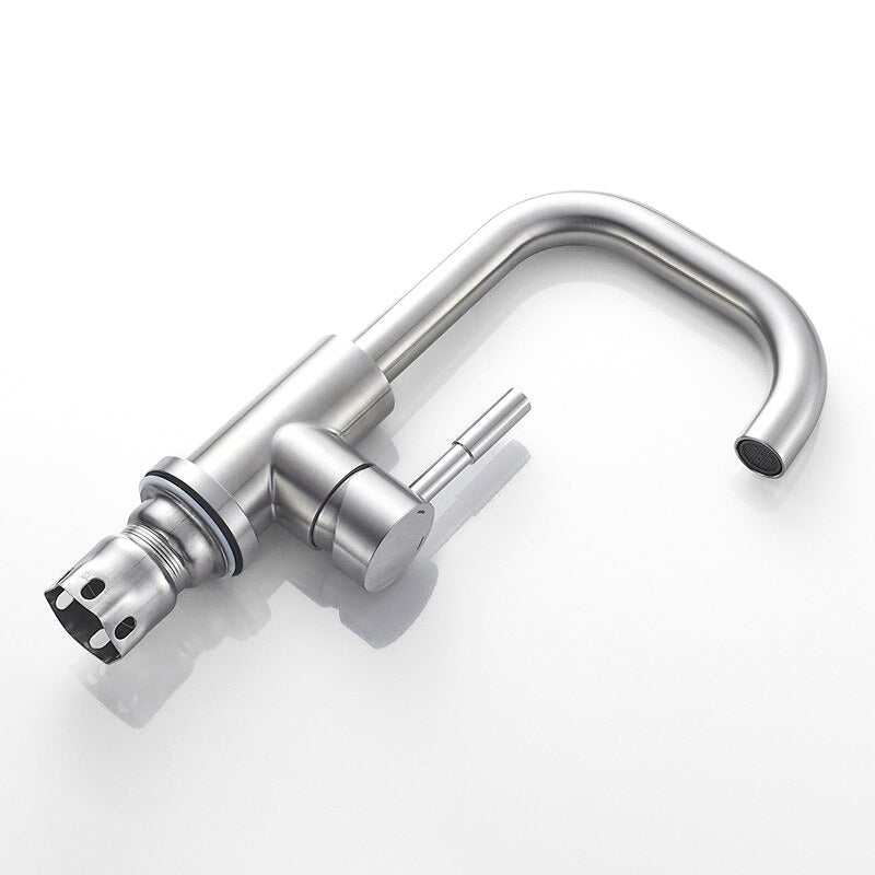 Modern Brushed Nickel Gooseneck Kitchen Faucet - Image 4