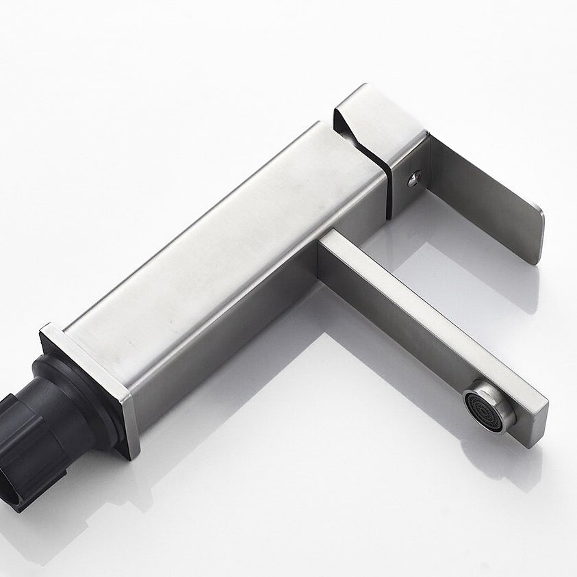 Modern Rectangular Brushed Nickel Basin Faucet - Image 2