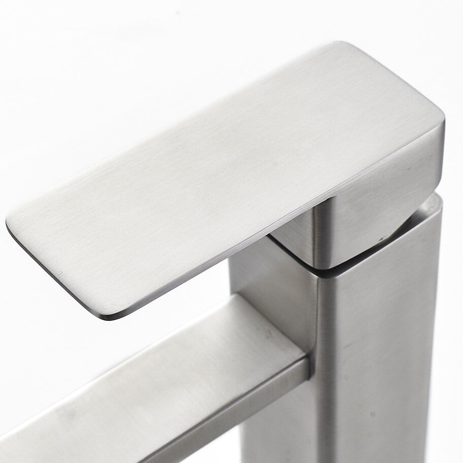 Modern Rectangular Brushed Nickel Basin Faucet - Image 3