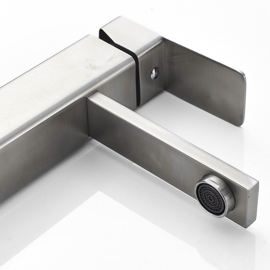 Modern Rectangular Brushed Nickel Basin Faucet - Image 4