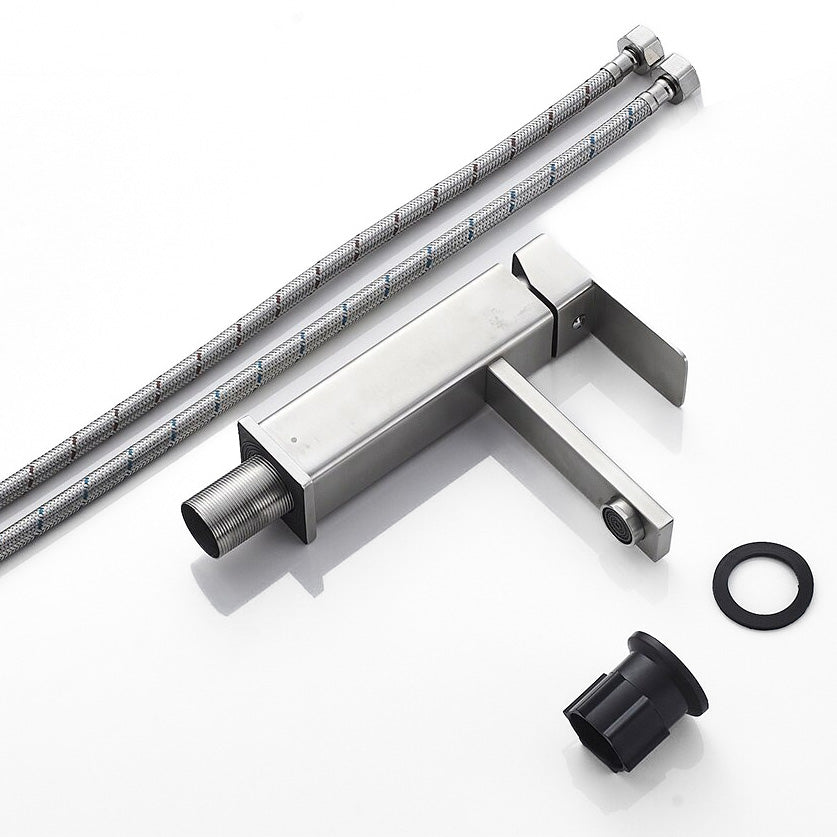 Modern Rectangular Brushed Nickel Basin Faucet - Image 5