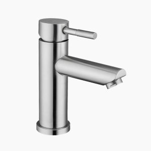 Modern Brushed Steel Single Lever Basin Faucet