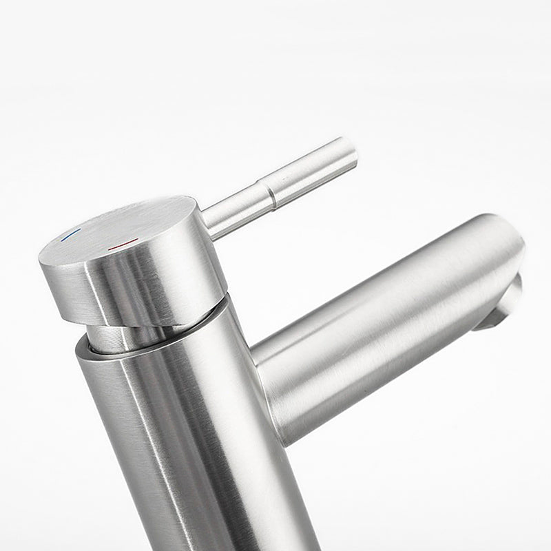 Modern Brushed Steel Single Lever Basin Faucet - Image 5