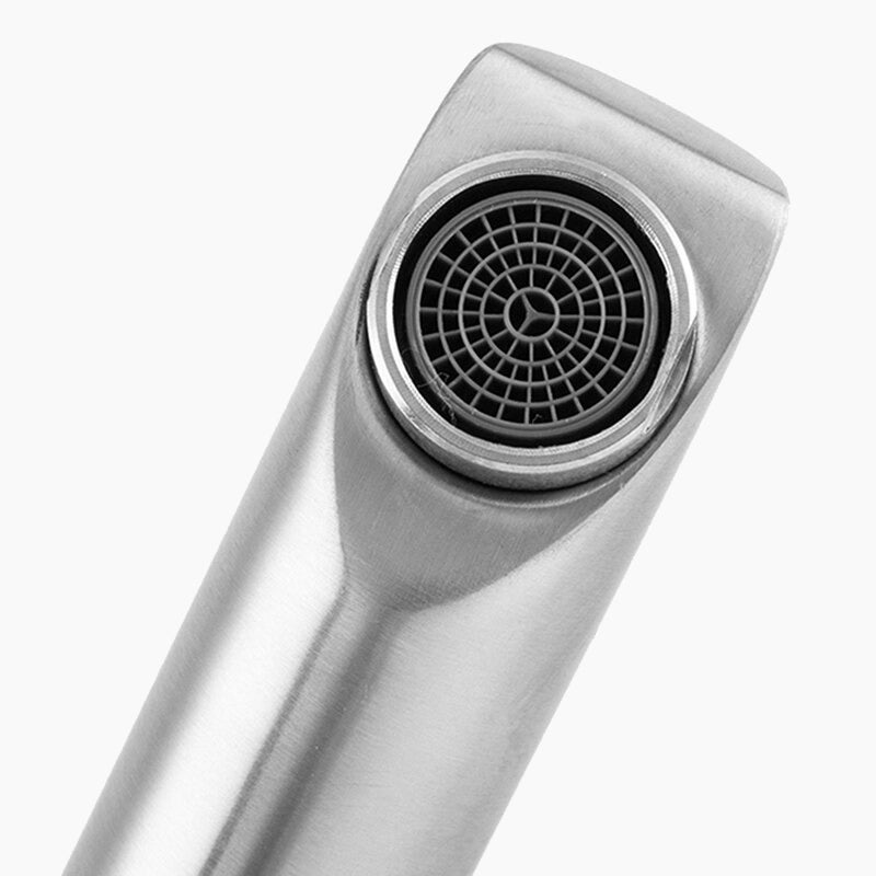 Modern Brushed Steel Single Lever Basin Faucet - Image 2