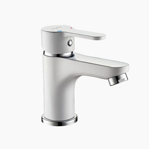 Modern White Single-Handle Bathroom Faucet