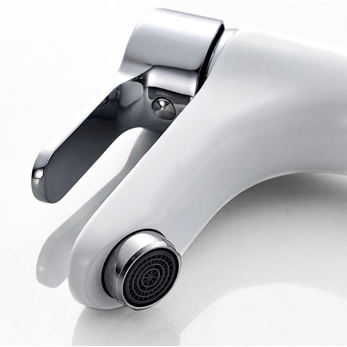 Modern White Single-Handle Bathroom Faucet - Image 2