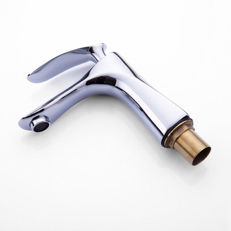 Modern Chrome Basin Faucet with Sculpted Handle - Image 4