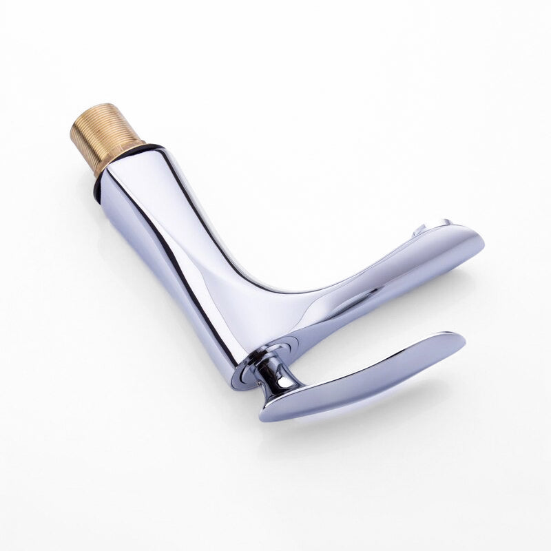 Modern Chrome Basin Faucet with Sculpted Handle - Image 5