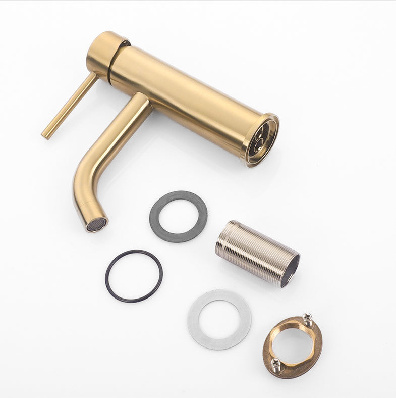 Modern Brushed Gold Single Handle Basin Faucet - Image 2