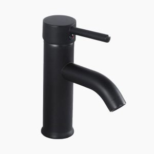 Sleek Matte Black Single-Handle Basin Faucet