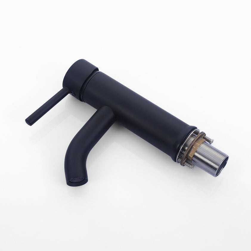 Sleek Matte Black Single-Handle Basin Faucet - Image 5