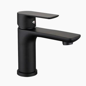 Modern Matte Black Flat Lever Basin Faucet