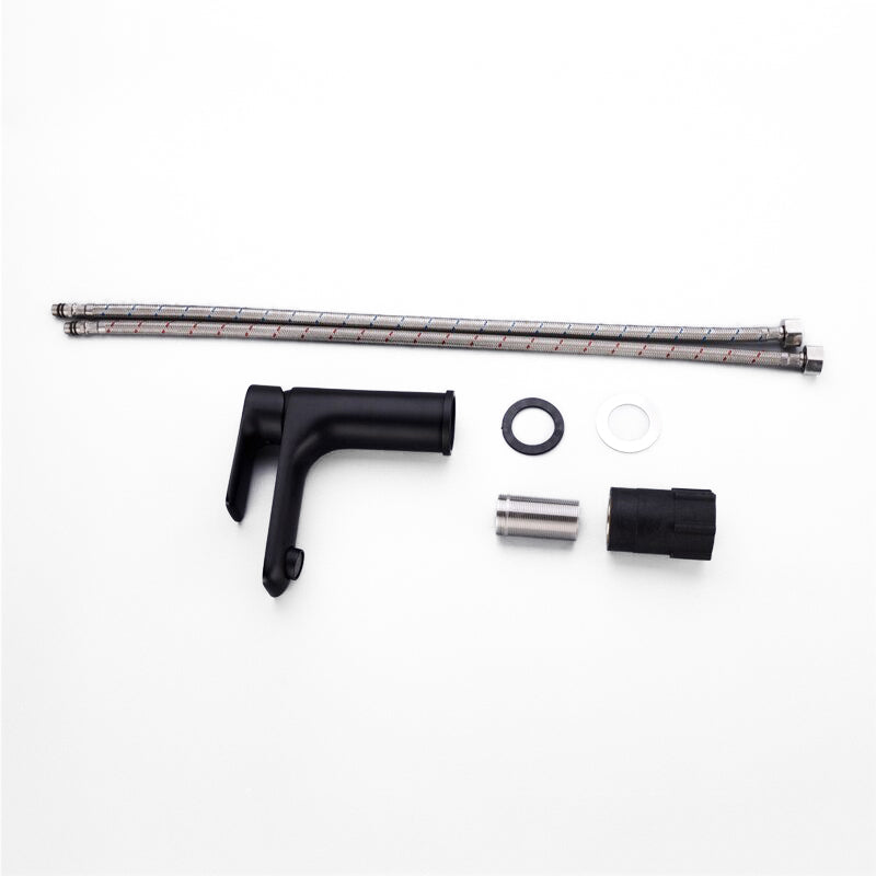 Modern Matte Black Flat Lever Basin Faucet - Image 2