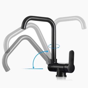 Modern Matte Black Kitchen Faucet with 360 Swivel