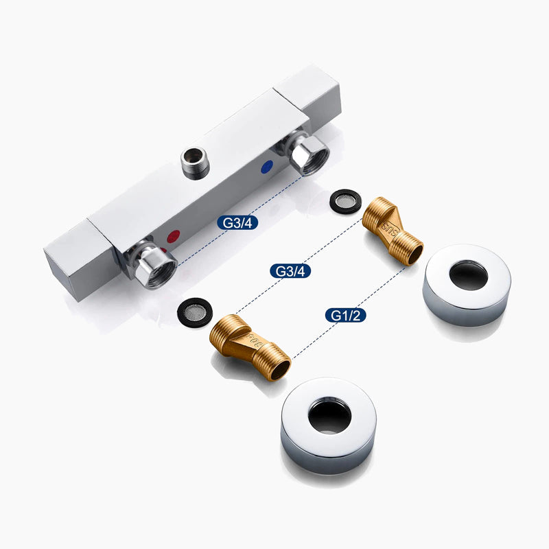 Modern Square Chrome Thermostatic Shower Mixer - Image 2