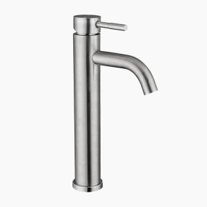 Tall Modern Brushed Stainless Steel Basin Faucet