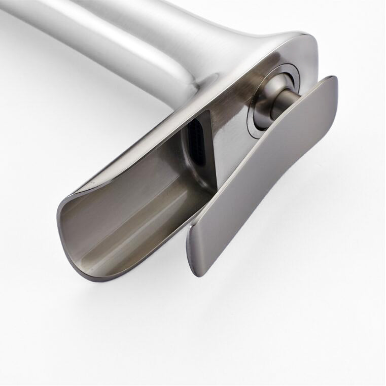 Tall Waterfall Basin Faucet in Brushed Nickel - Image 4