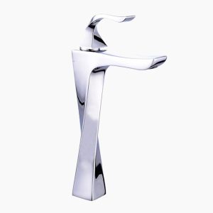 Tall Polished Chrome Twisted Column Basin Faucet