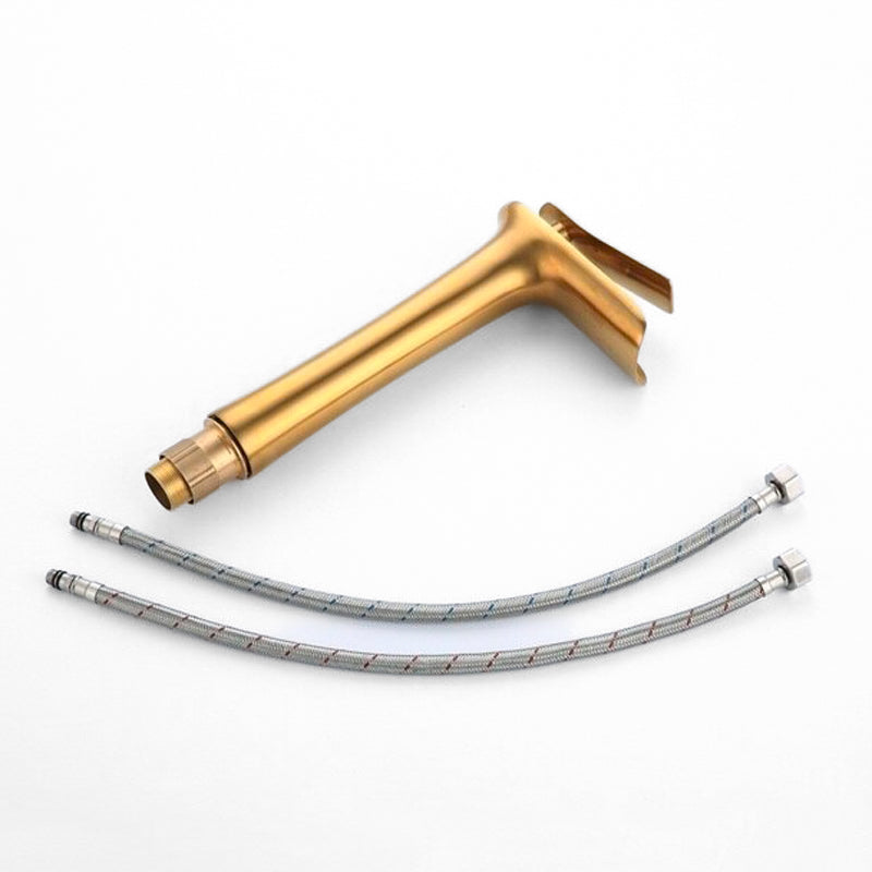 Brushed Gold Tall Waterfall Basin Faucet - Image 2