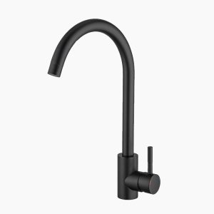 Modern Matte Black Gooseneck Kitchen Faucet