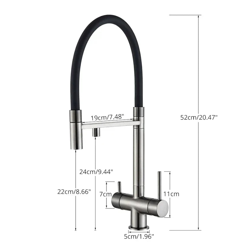 Brushed Nickel Kitchen Faucet with Flexible & Filter Tap - Image 3