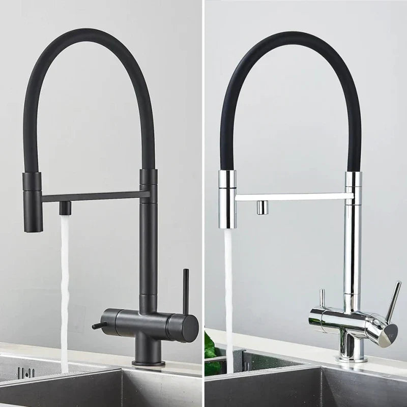 Brushed Nickel Kitchen Faucet with Flexible & Filter Tap - Image 5