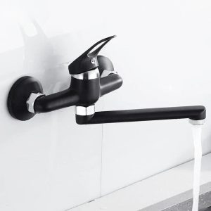 Overview of the black faucet, highlighting its functional design