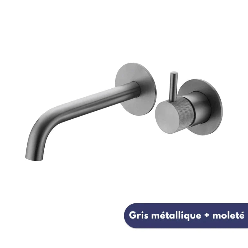 Matte Black Wall Mounted Faucet with Knurled Handle - Image 9