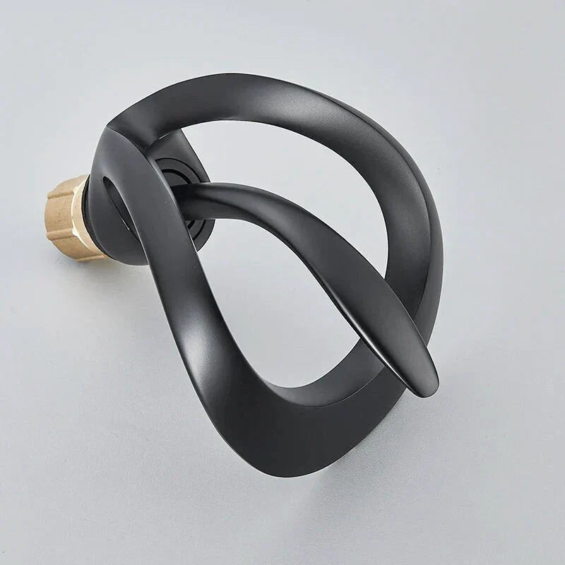 Modern Matte Black Waterfall Faucet with Twisted Spout - Image 2